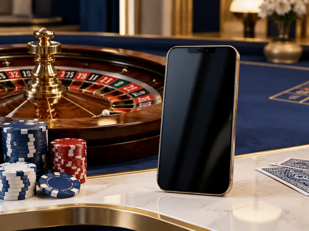Ponsel di dekat meja roulette kasino