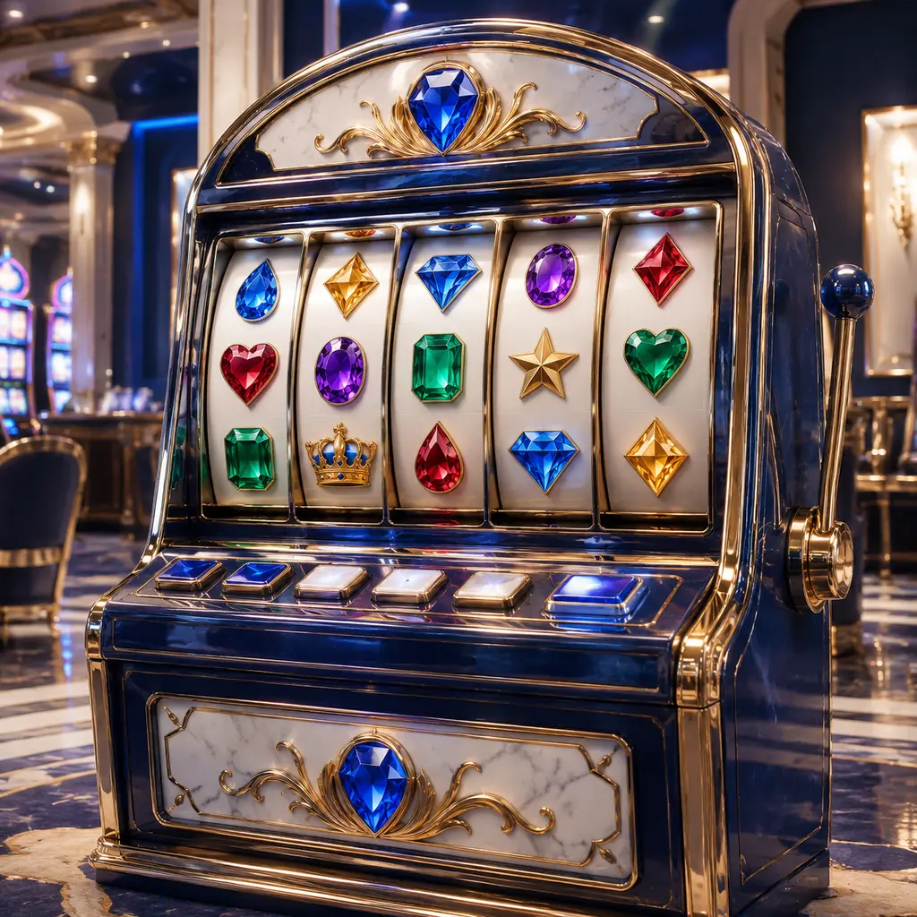Mesin slot bertema permata dalam ruang kasino